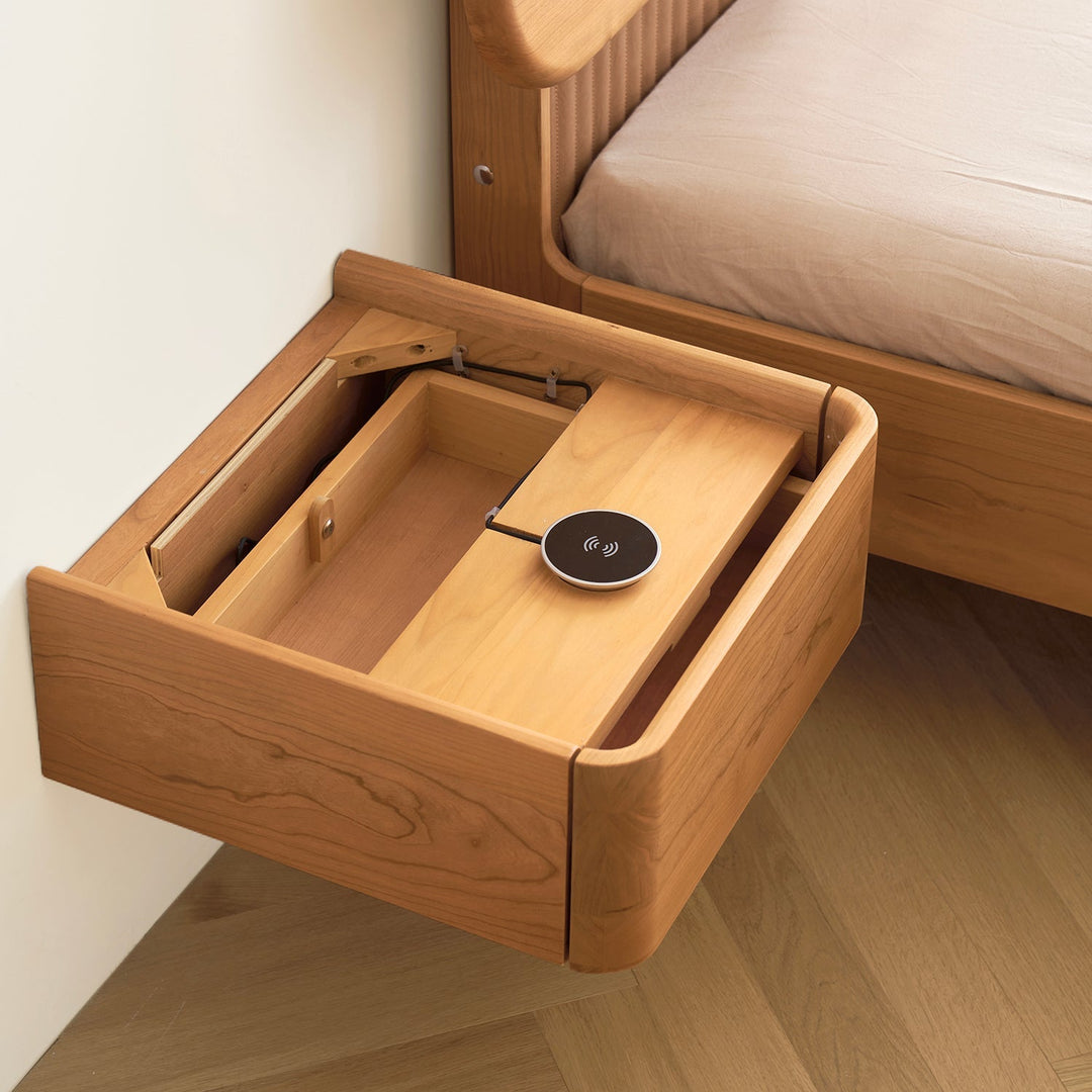 Loft Home side table with wireless charging, from the Tables with Wireless Charging collection, crafted in natural wood, combining functionality and style for modern spaces.