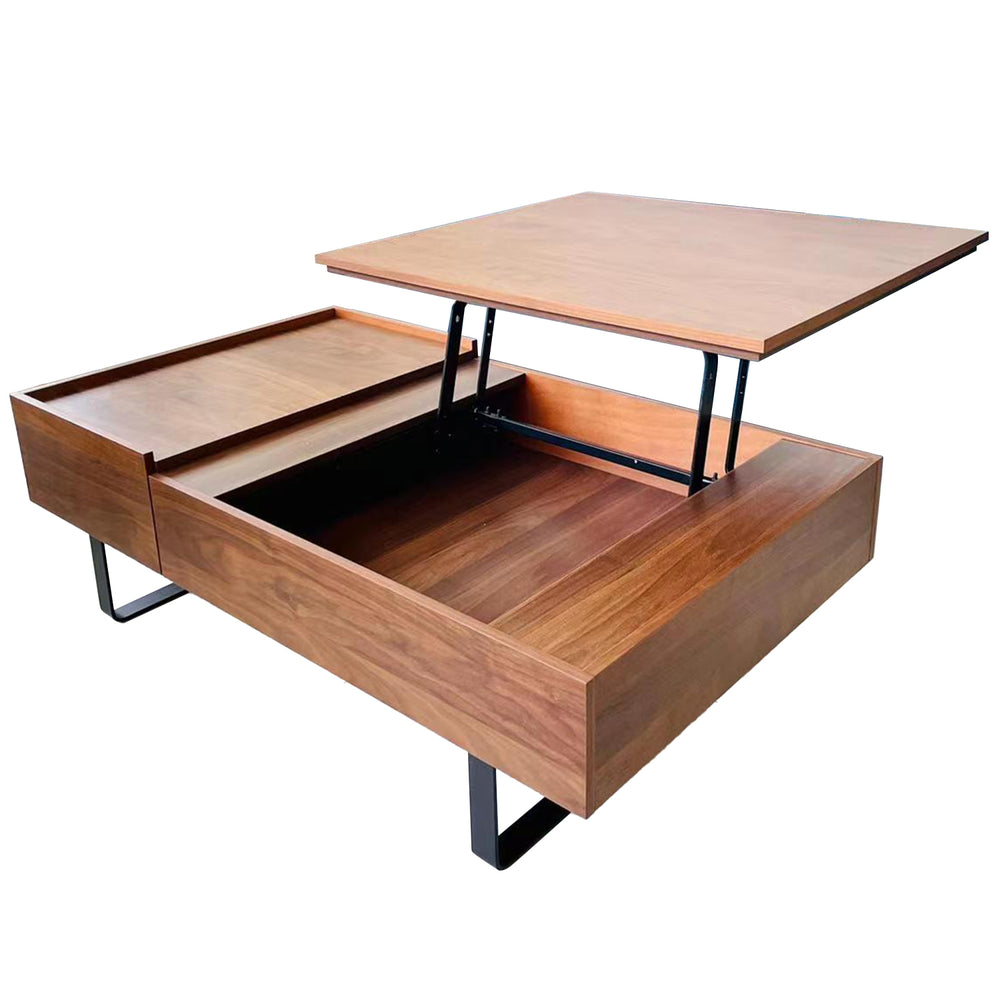 Modern plywood lift top coffee table luca in white background.