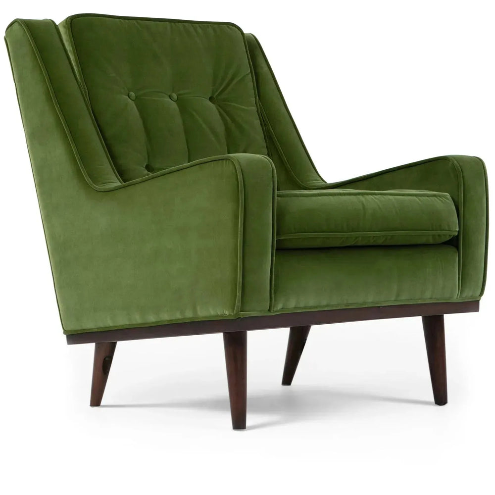Scandinavian velvet 1 seater sofa scott in white background.
