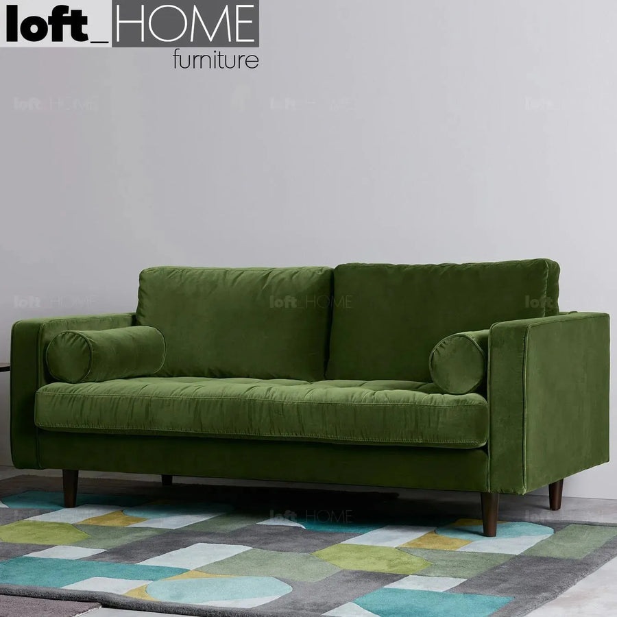 Scandinavian velvet 2 seater sofa scott primary product view.