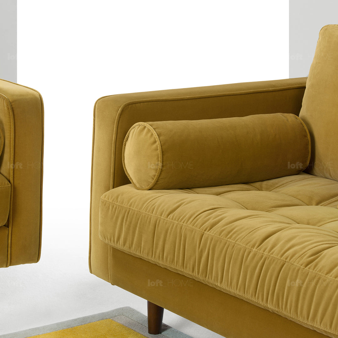 Modern velvet 3 seater sofa scott detail 40.