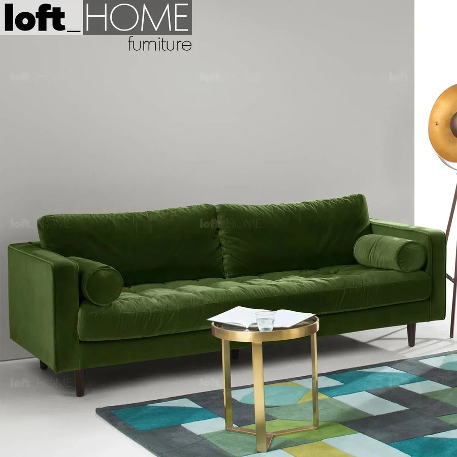 Scandinavian velvet 3 seater sofa scott primary product view.