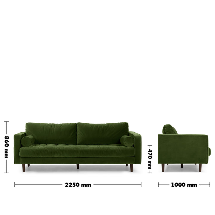 Modern Velvet 3 Seater Sofa SCOTT Size Chart