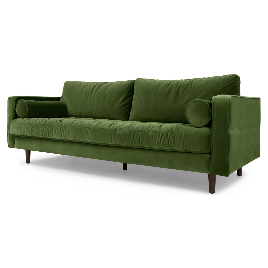 Modern velvet 3 seater sofa scott in details.