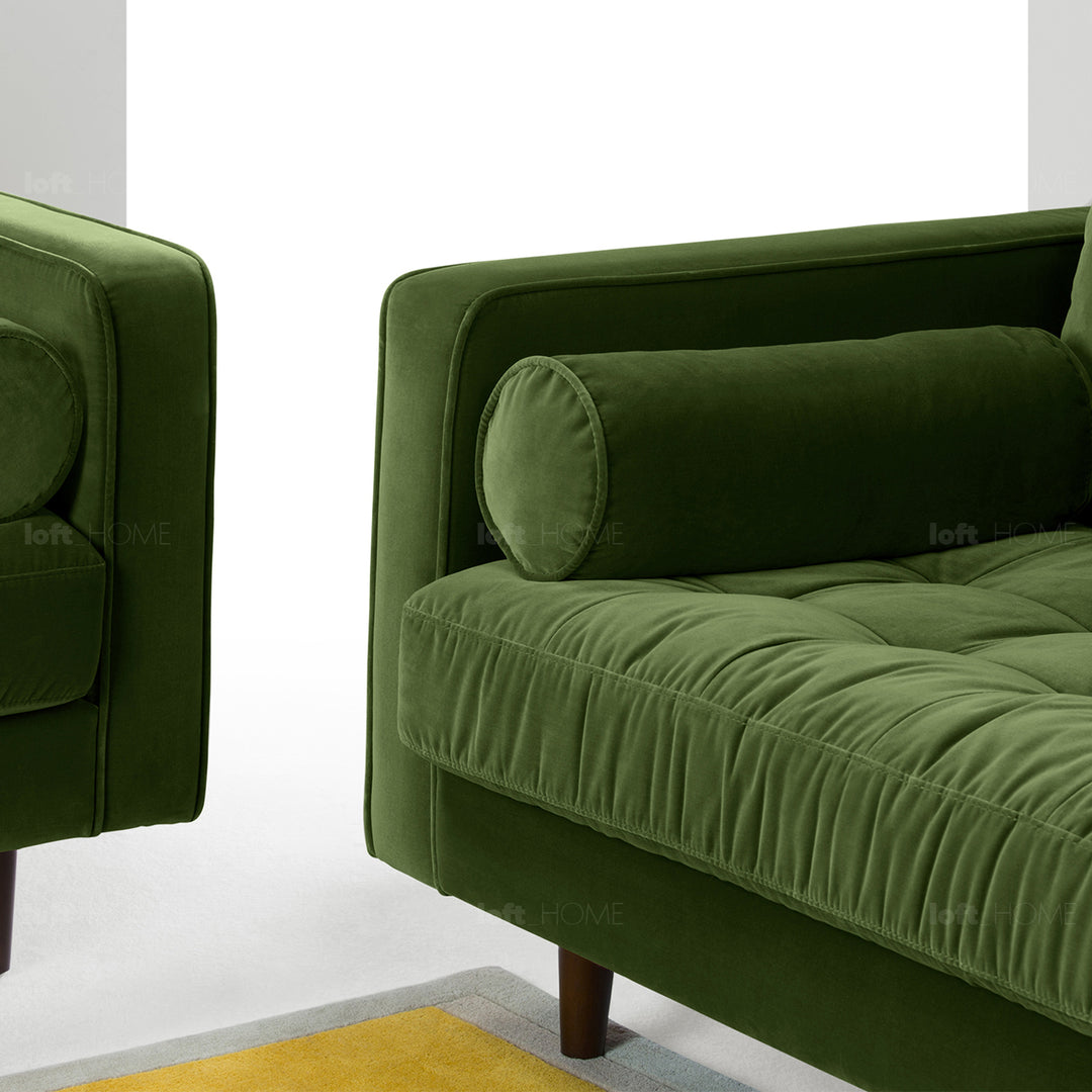 Modern velvet 3 seater sofa scott in still life.