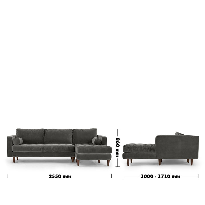 Modern velvet l shape sectional sofa scott 2+l detail 5.