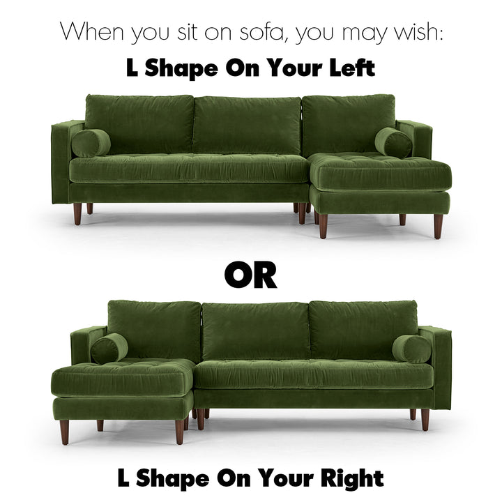Modern velvet l shape sectional sofa scott 2+l with context.