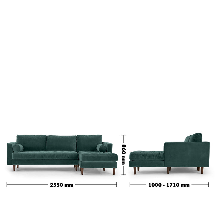 Modern velvet l shape sectional sofa scott 2+l detail 65.