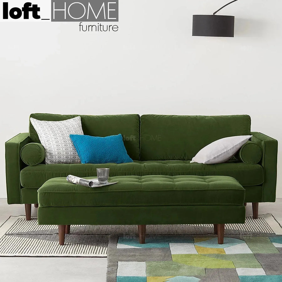 Scandinavian velvet dining bench scott primary product view.