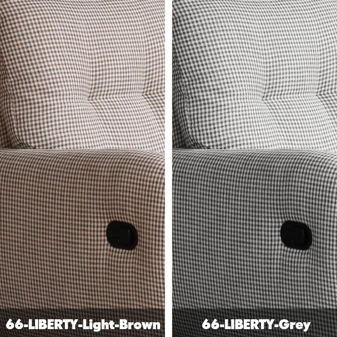 Cream cotton fabric recliner 1 seater sofa liberty color swatches.