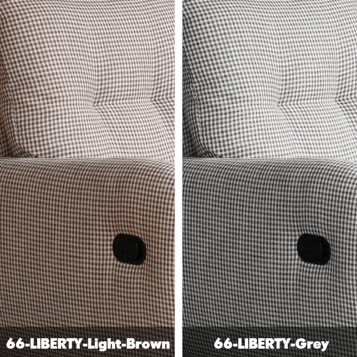 Cream cotton fabric recliner 1 seater sofa liberty color swatches.