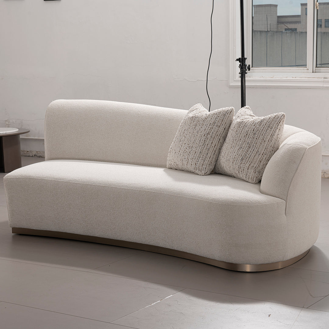 Modern boucle fabric modular corner 2 seater sofa loomi primary product view.