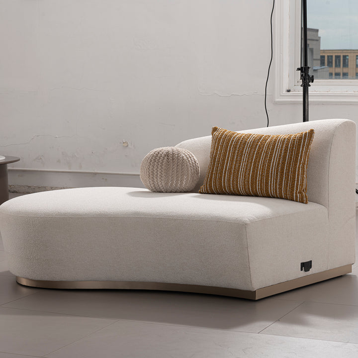 Modern boucle fabric modular chaise 2 seater sofa loomi primary product view.