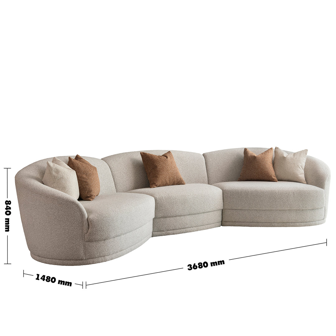 Modern boucle fabric modular sectional 5 seater sofa curva size charts.