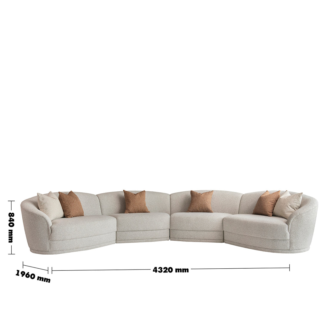 Modern boucle fabric modular sectional 6 seater sofa curva size charts.