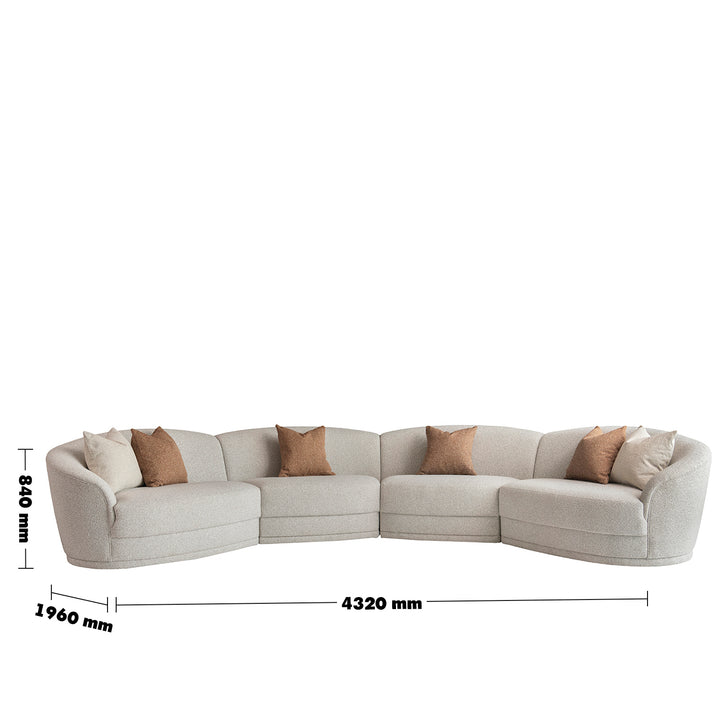 Modern boucle fabric modular sectional 6 seater sofa curva size charts.