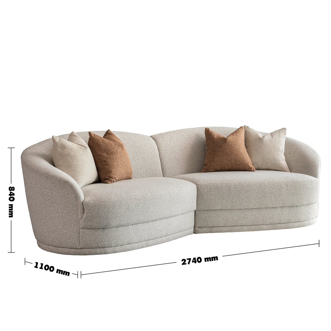 Modern boucle fabric modular sectional 4 seater sofa curva size charts.