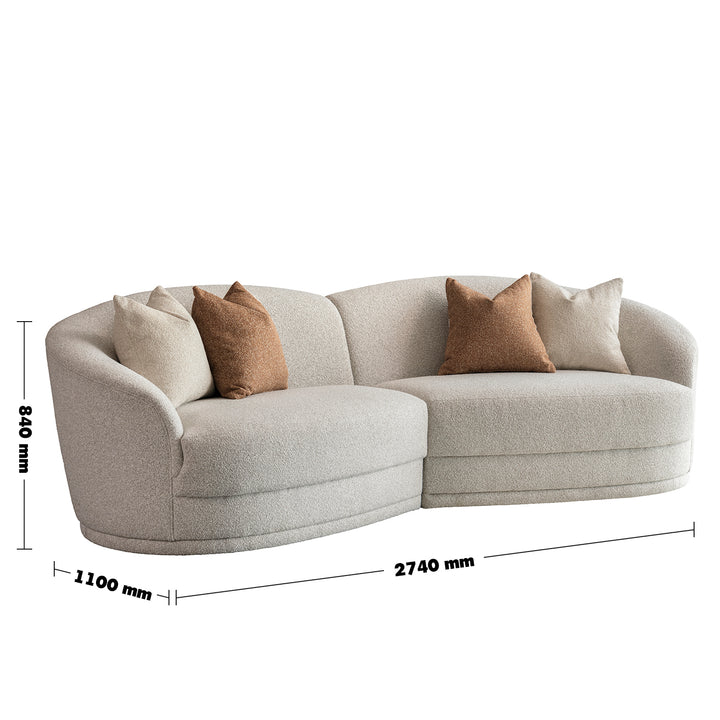 Modern boucle fabric modular sectional 4 seater sofa curva size charts.