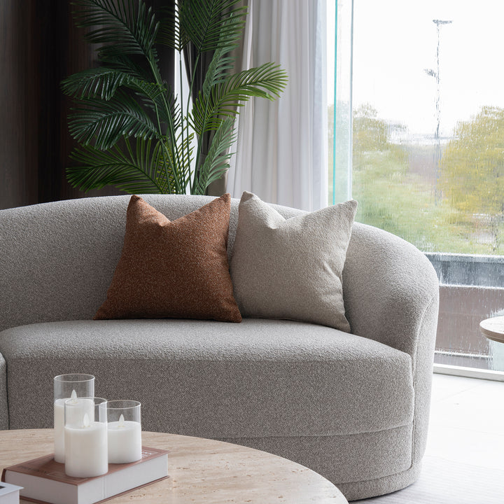 Modern boucle fabric modular sectional 6 seater sofa curva color swatches.