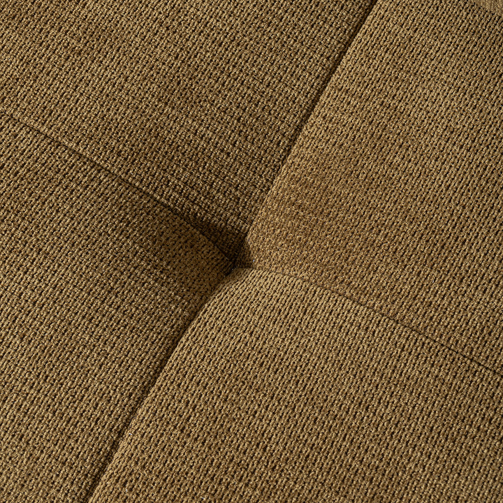 Cream cotton fabric modular corner 2 seater sofa mossy color swatches.
