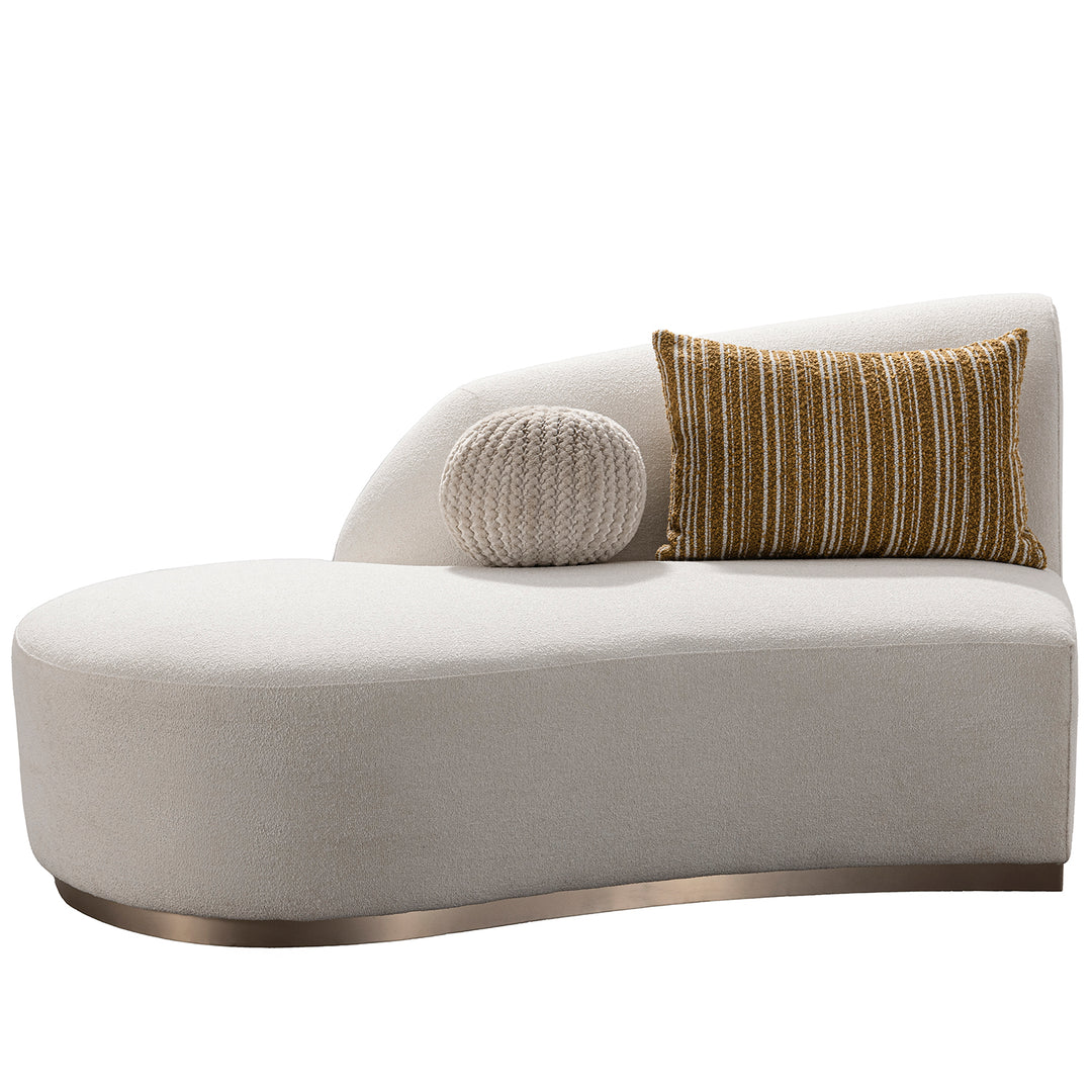 Modern boucle fabric modular chaise 2 seater sofa loomi in still life.