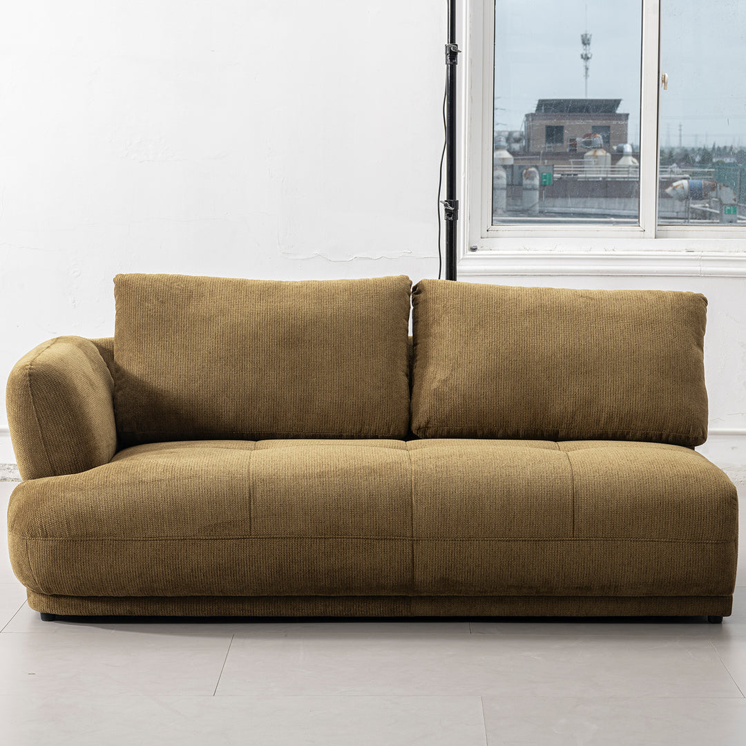 Cream cotton fabric modular corner 2 seater sofa mossy primary product view.