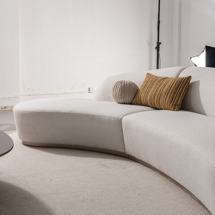 Modern boucle fabric modular chaise 2 seater sofa loomi material variants.