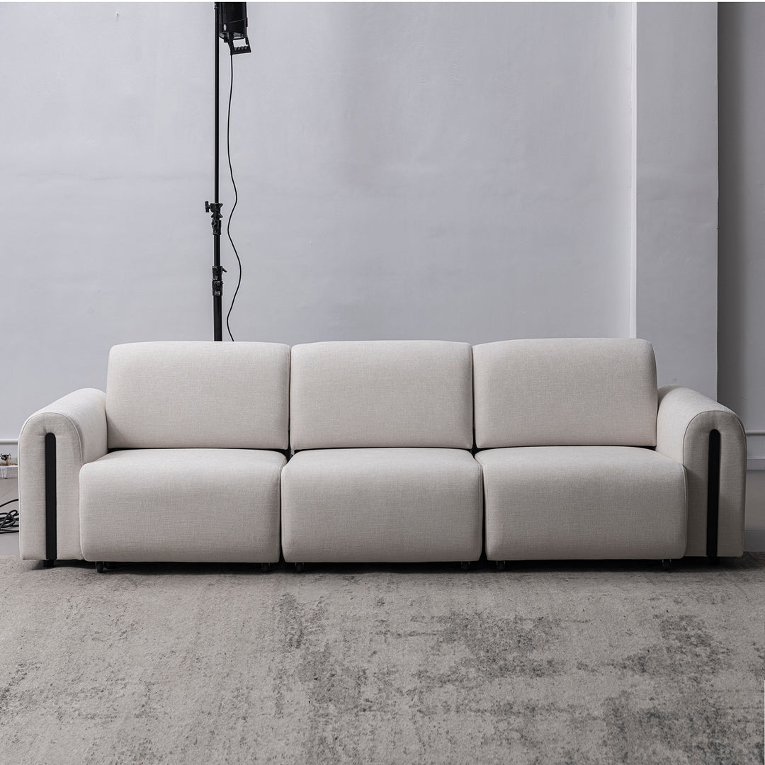 Modern mixed weave fabric electional sectional 3 seater sofa bed plaina in details.