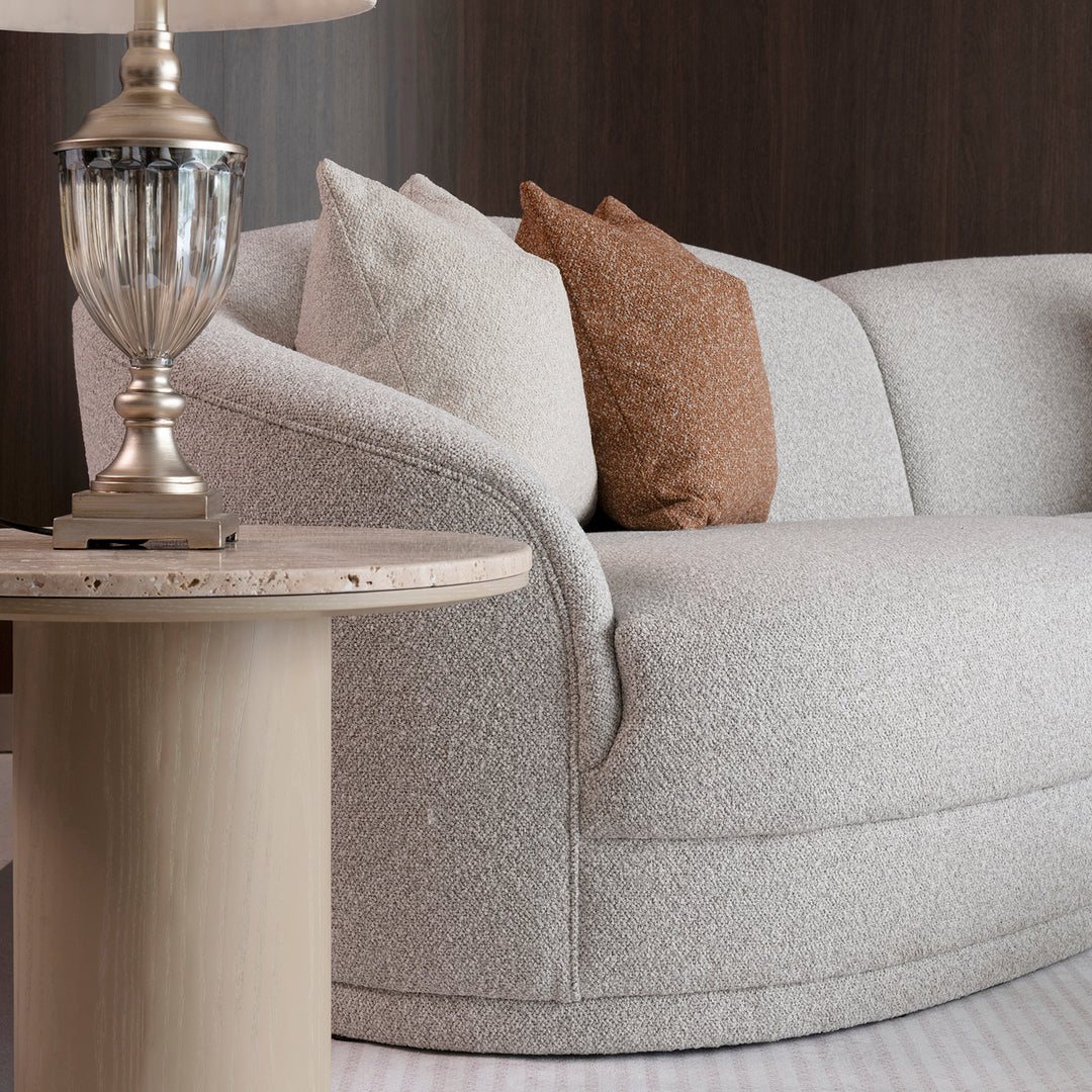Modern boucle fabric modular sectional 6 seater sofa curva with context.