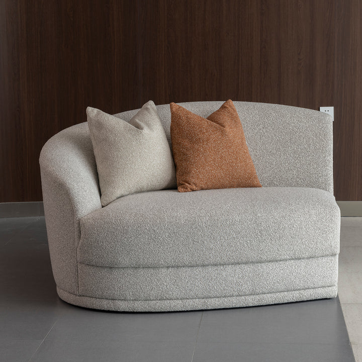 Modern boucle fabric modular corner 1 seater sofa curva in details.