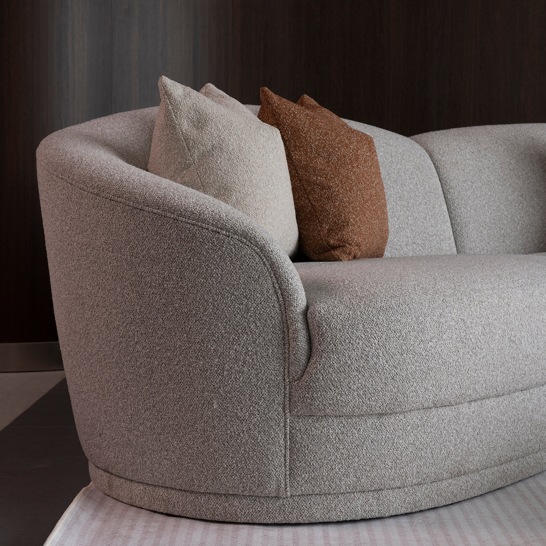 Modern boucle fabric modular sectional 6 seater sofa curva in details.