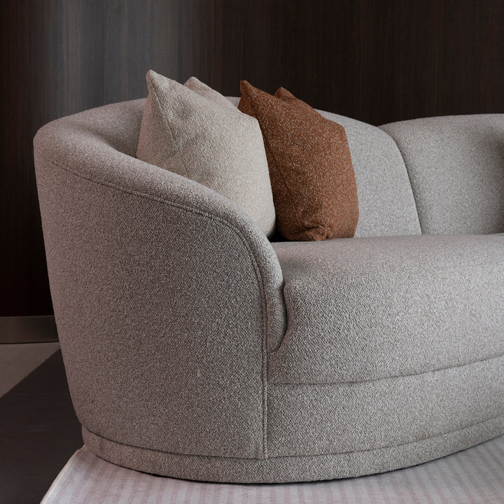 Modern boucle fabric modular sectional 6 seater sofa curva in details.