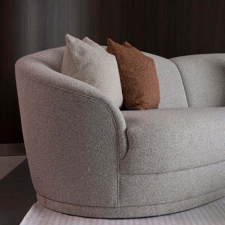 Modern boucle fabric modular sectional 5 seater sofa curva in details.