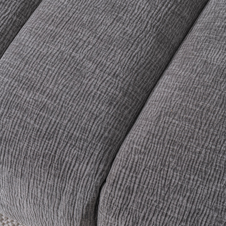Modern velvet fabric 2 seater sofa raven in close up details.
