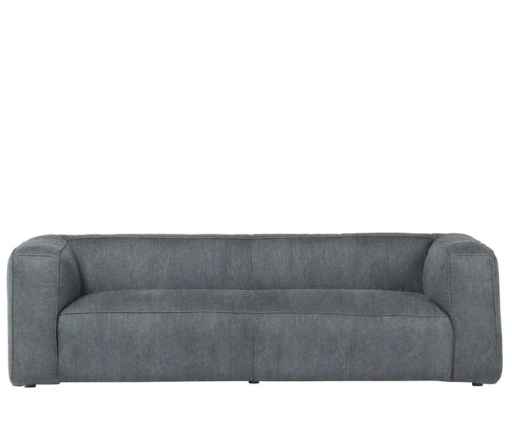 Minimalist canvas fabric 3 seater sofa finesse in close up details.