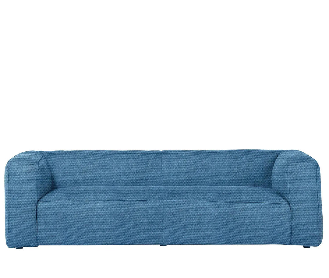 Minimalist canvas fabric 3 seater sofa finesse in panoramic view.