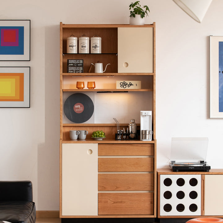 Scandinavian cherry wood storage side cabinet time size charts.