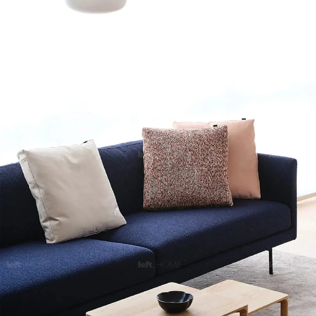 Modern fabric sofa pillow spring red color swatches.