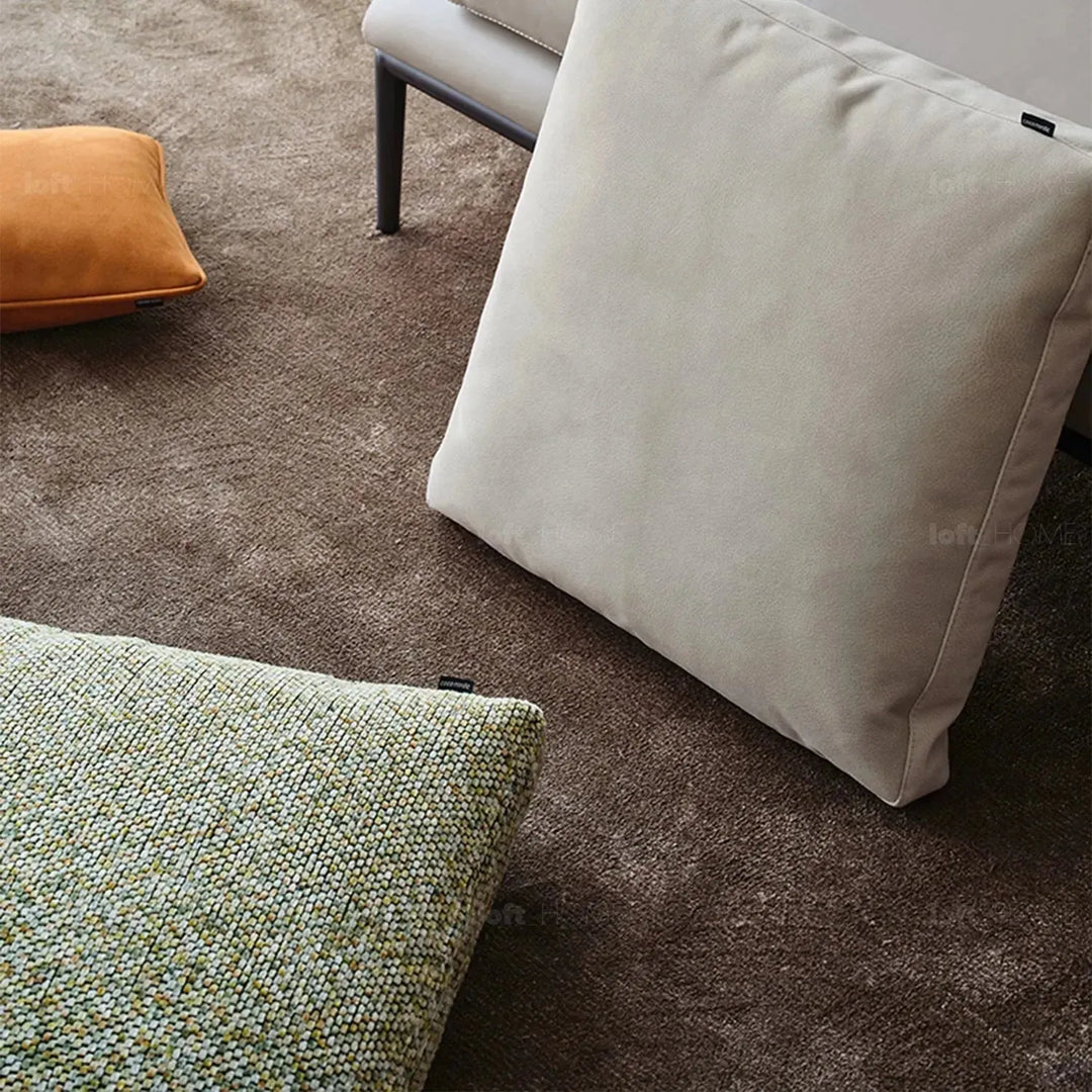 Modern fabric sofa pillow summer green in details.