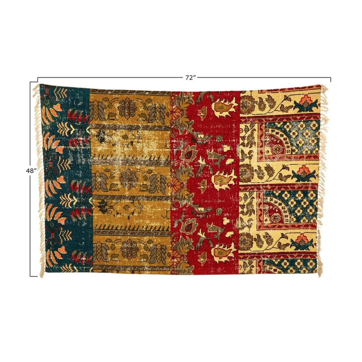4' x 6' woven cotton printed rug size charts.