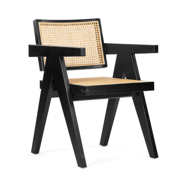 Japandi Rattan Armrest Dining Chair JEANNERET Detail 19