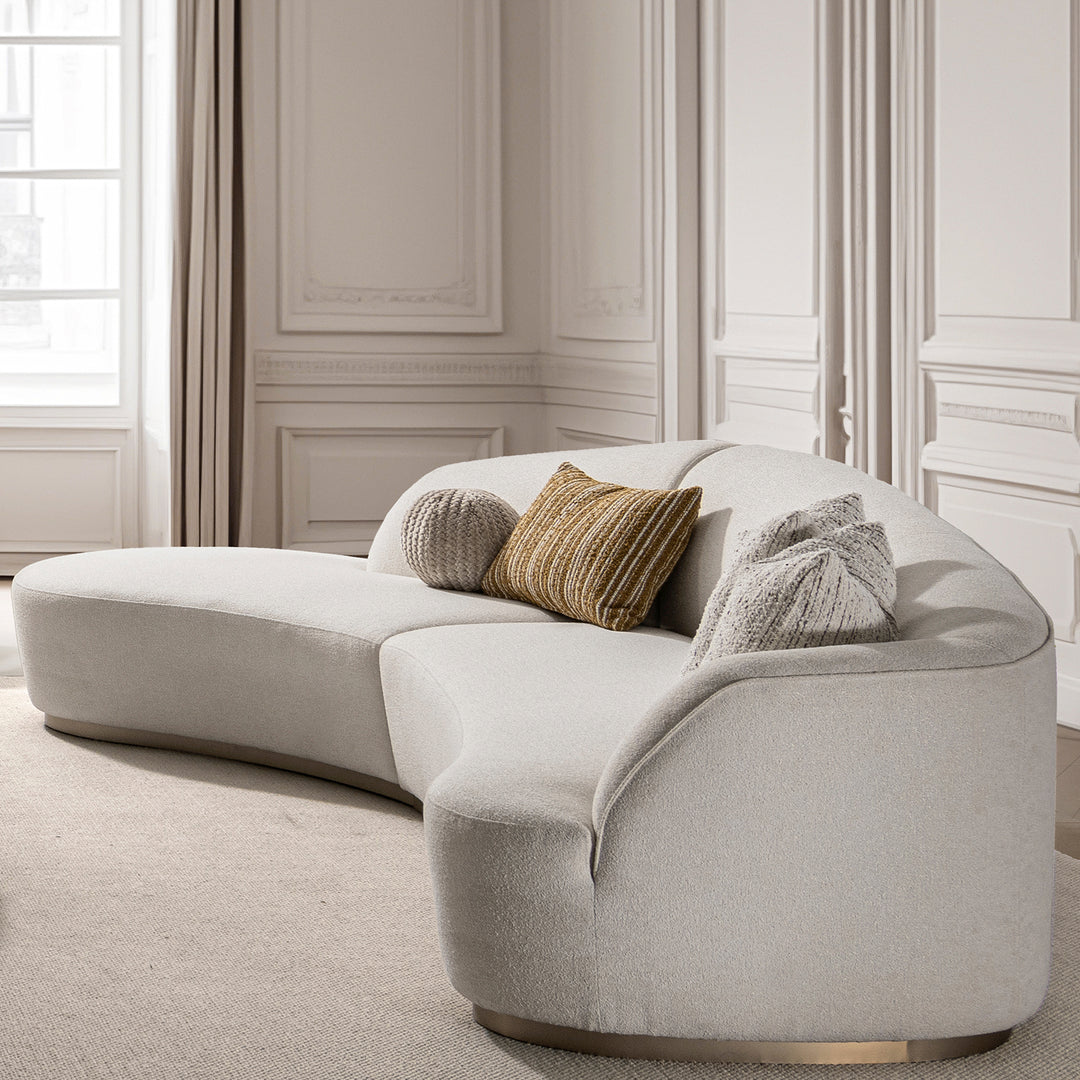 Modern boucle fabric modular l shape sectional sofa 3+l loomi with context.