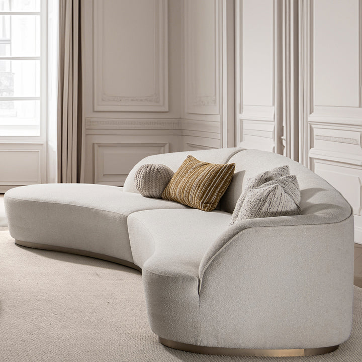 Modern boucle fabric modular l shape sectional sofa 3+l loomi with context.