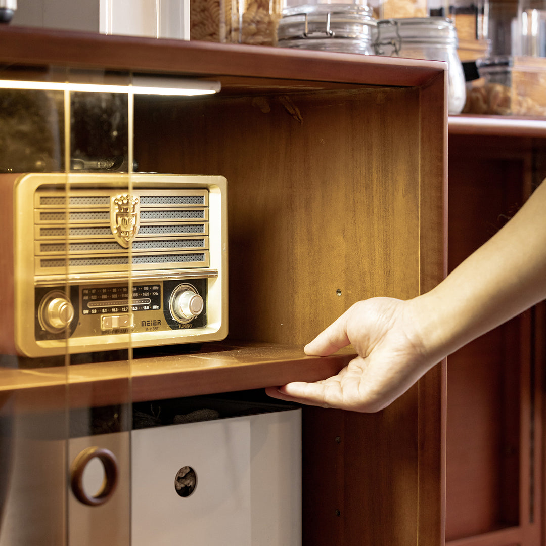 Vintage boxwood modular hanging wall shelf system muse single in details.