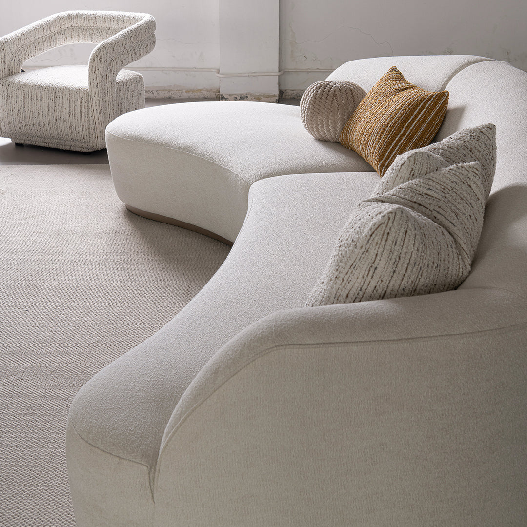 Modern boucle fabric modular l shape sectional sofa 3+l loomi in details.