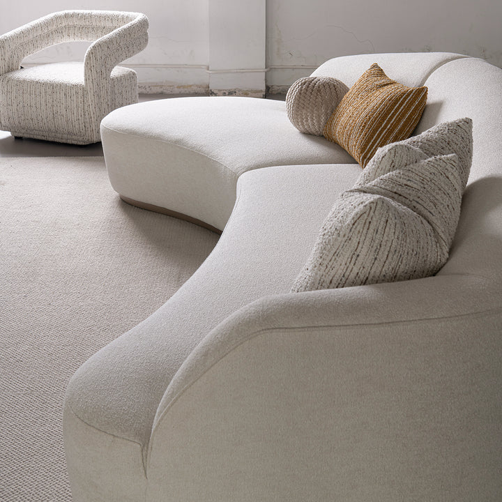 Modern boucle fabric modular l shape sectional sofa 3+l loomi in details.