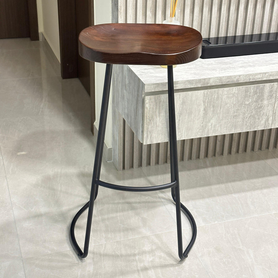 Industrial elm wood bar stool sanctum country primary product view.