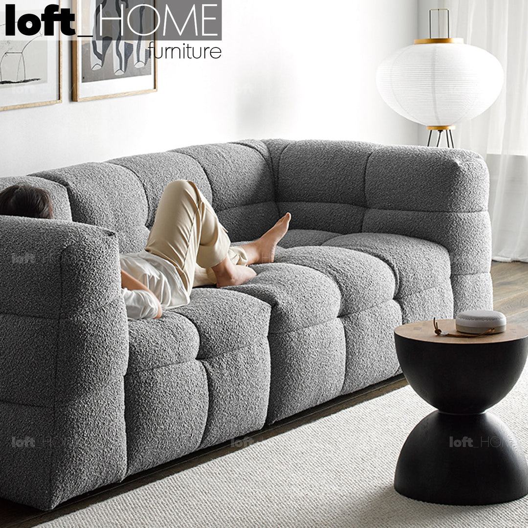 Cream boucle fabric 2 seater sofa boba environmental situation.