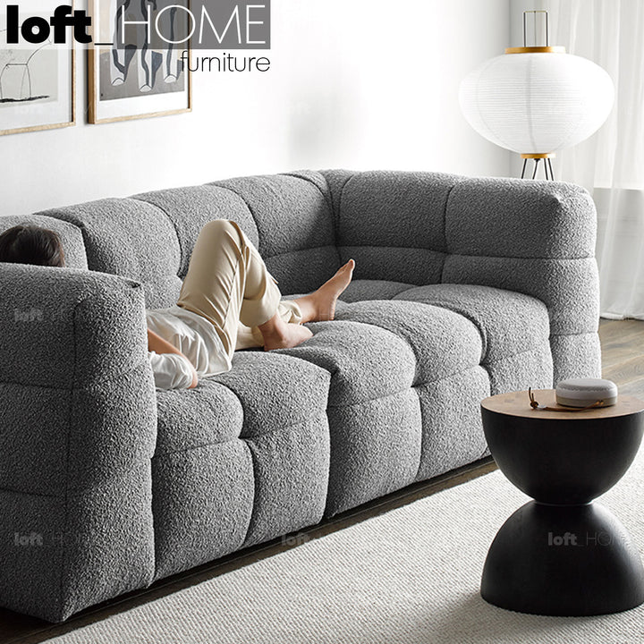 Cream boucle fabric 2 seater sofa boba environmental situation.