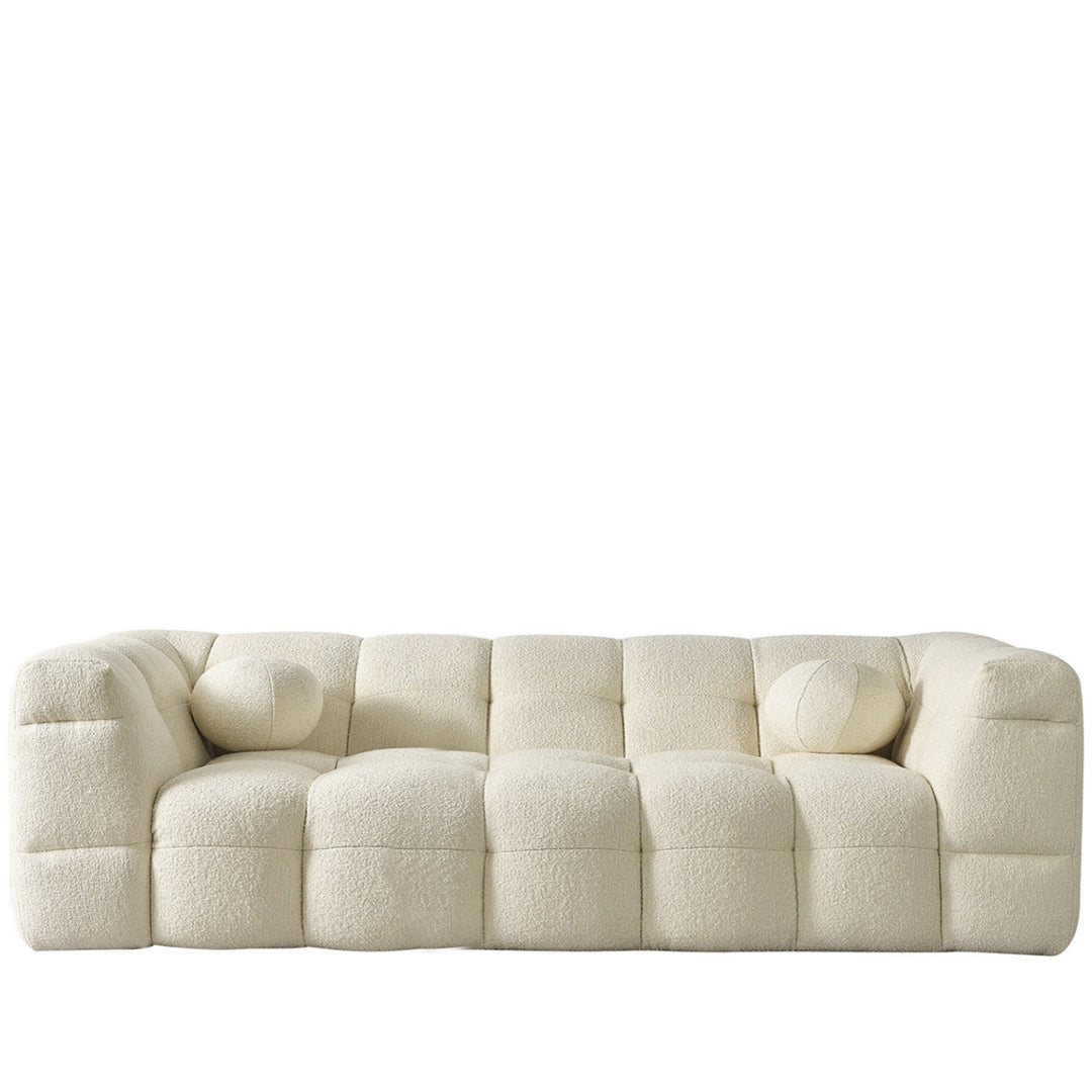 Cream boucle fabric 2 seater sofa boba in white background.
